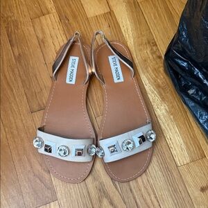 Steve Madden Beige Sandals with Crystal Embellishments